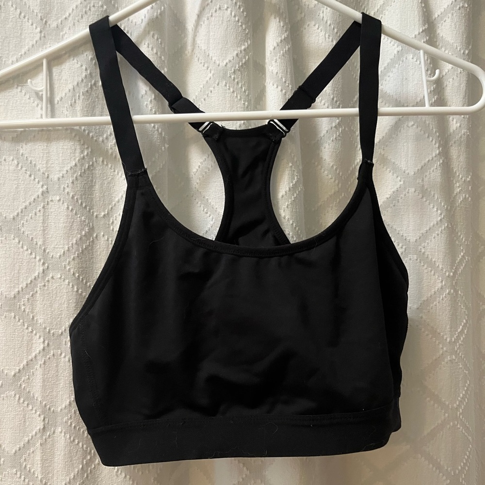 Black razor back sports bra